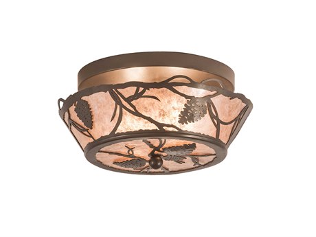 Meyda Whispering Pines 2-Light Bronze Bowl Semi Flush Mount