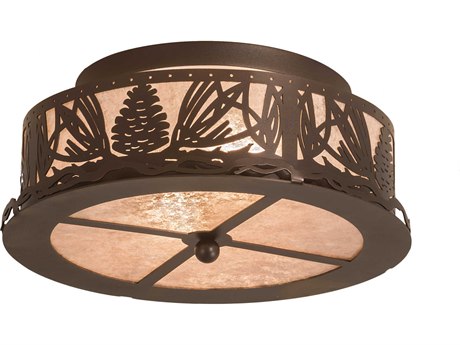 Meyda Mountain Pine 2-Light Bronze Dome Semi Flush Mount