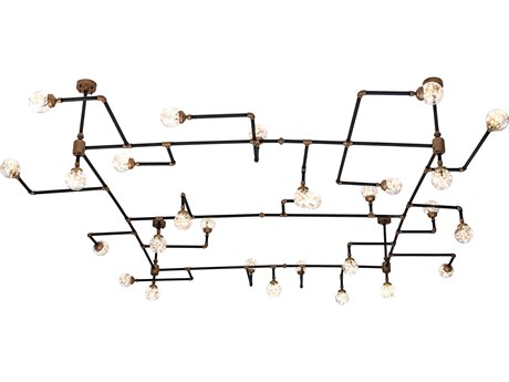 Meyda 28-Light Black Glass LED Semi Flush Mount