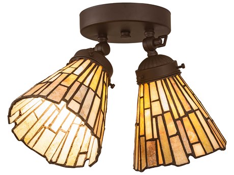 Meyda 8- 2-Light Bronze Tiffany Semi Flush Mount