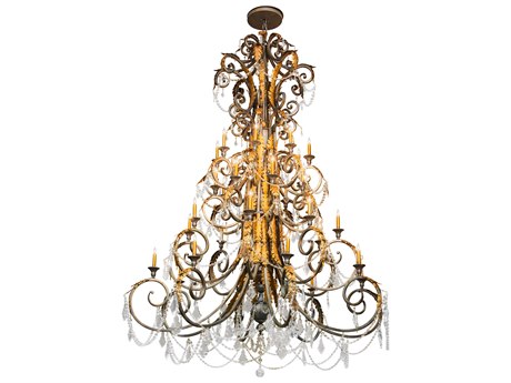 Meyda Serratina 32-Light French Bronzed Crystal Gold Candelabra Tiered Chandelier