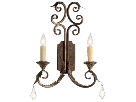 Meyda Serratina 2-Light Cajun Spice Brown Crystal Wall Sconce