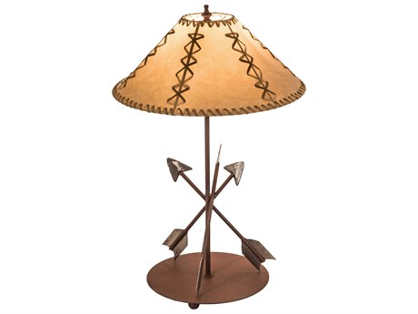 Meyda Arrowhead Faux Leather Brown Table Lamp