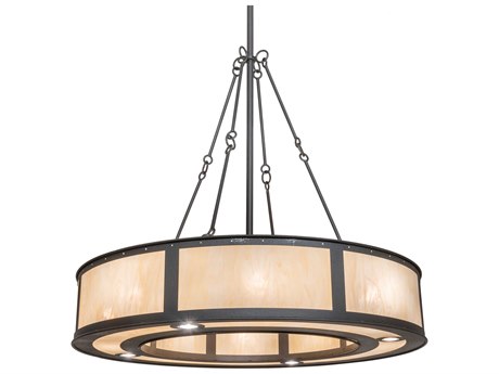 Meyda Smythe Craftsman 12-Light Black Drum Pendant