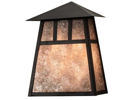Meyda Stillwater Double Bar Mission 2-Light Craftsman Brown Silver Wall Sconce