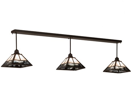 Meyda T-mission 3-Light Oil Rubbed Bronze Black Glass Island Pendant