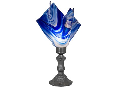 Meyda Handkerchief Curacao Swirl Glass Blue Table Lamp