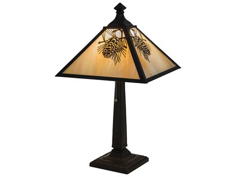 Meyda Glass Rustic Lodge Brown Table Lamp