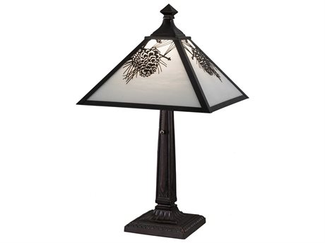 Meyda Glass Rustic Lodge Brown Table Lamp