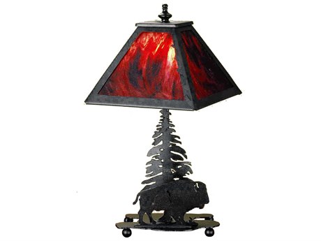Meyda Buffalo Rustic Lodge Black Table Lamp