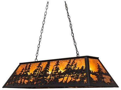 Meyda Tall Pines 6-Light Wrought Iron Black Island Pendant