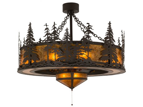 Meyda Tall Pines 11-Light Oil Rubbed Bronze amber Drum Pendant