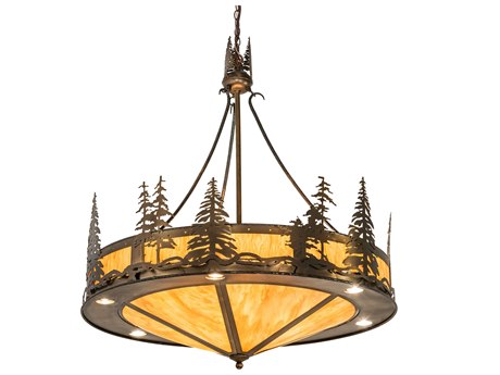 Meyda Tall Pines 6 12-Light Antique Copper Brown Geometric Pendant