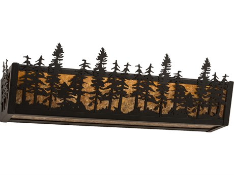 Meyda Tall Pines 4-Light Black Amber Mica Brown Vanity Light