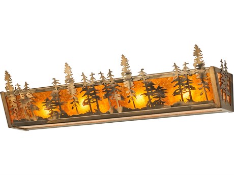 Meyda Tall Pines 4-Light Antique Copper Vanity Light
