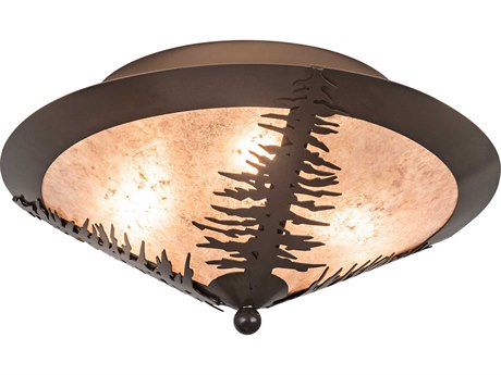 Meyda Tamarack 3-Light Timeless Bronze Silver Bowl Flush Mount