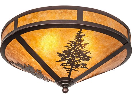 Meyda Tamarack 2-Light Mahogany Bronze Brown Flush Mount