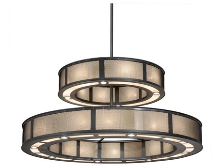 Meyda Telluride Magic 24 12-Light Natural Iron Solar Black Clear Drum Round Chandelier