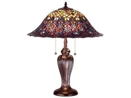 Meyda Tiffany Peacock Feather Bronze Buffet Lamp