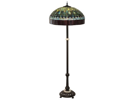 Meyda Tiffany Candice Glass Mahogany Bronze Floor Lamp