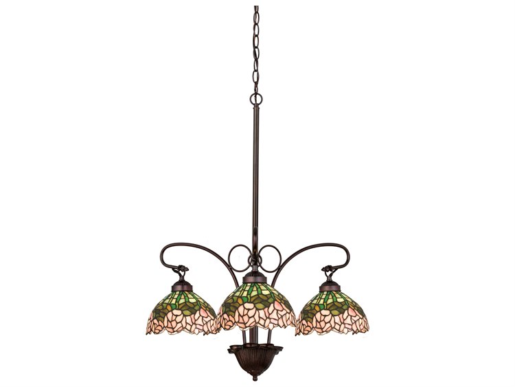 Meyda Tiffany Cabbage Rose 3-Light Bronze Chandelier