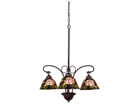 Meyda Tiffany Rosebush 24" Wide 3-Light Bronze Bell Chandelier