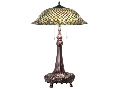 Meyda Tiffany Fishscale Glass Mahogany Bronze Buffet Lamp