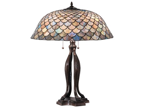 Meyda Tiffany Fishscale Glass Mahogany Bronze Buffet Lamp