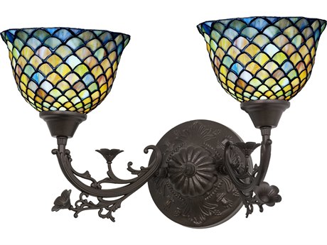 Meyda Tiffany Fishscale Green blue Wall Sconce