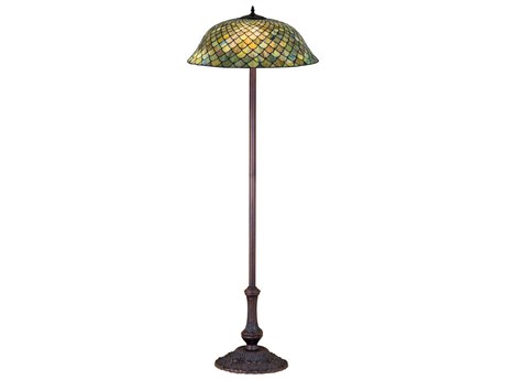 Meyda Tiffany Fishscale Green 63" Tall Bronze Floor Lamp