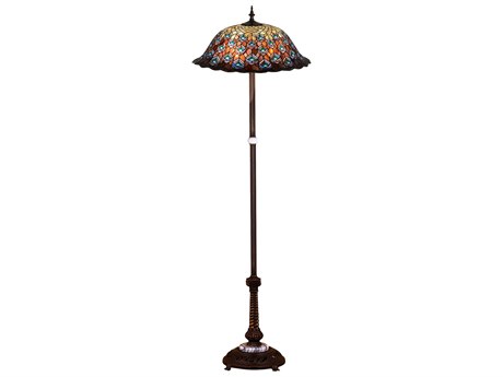 Meyda Tiffany Peacock Feather 60" Tall Bronze Floor Lamp