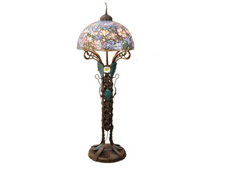 Meyda Tiffany Magnolia Nouveau Floral 73" Tall Brass Floor Lamp
