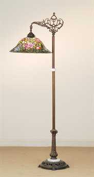 Meyda Tiffany Rosebush Bridge Arm 59" Tall Bronze Floor Lamp