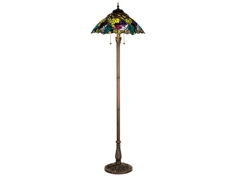 Meyda Tiffany Spiral Grape 64" Tall Bronze Floor Lamp