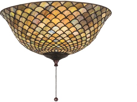 Meyda Tiffany Fishscale 16" 3-Light Brass Bowl Geometric Flush Mount