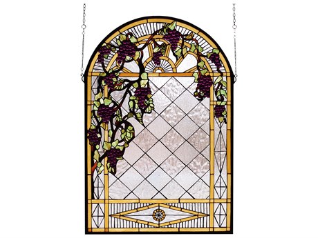 Meyda Tiffany Grape Diamond Trellis Stained Glass Window