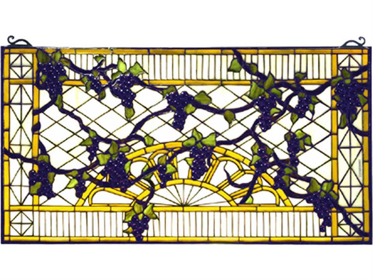 Meyda Tiffany Grape Diamond Trellis Stained Glass Window