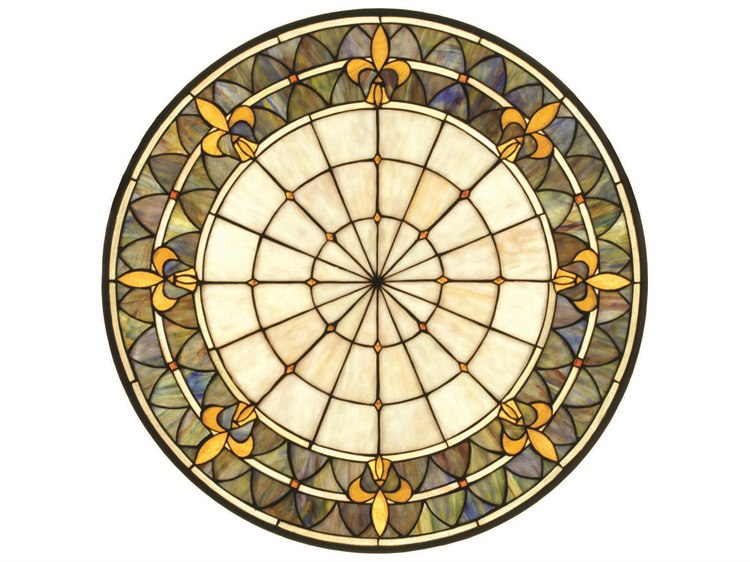 Meyda Fleur-De-Lis Medallion Stained Glass Window