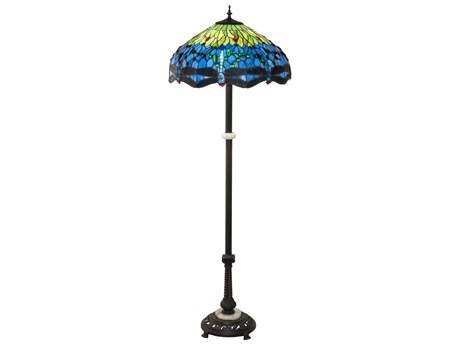 Meyda Tiffany Hanginghead Dragonfly Glass Mahogany Bronze Floor Lamp