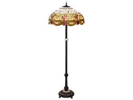 Meyda Tiffany Hanginghead Dragonfly Glass Mahogany Bronze Floor Lamp