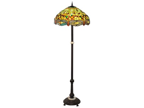 Meyda Tiffany Hanginghead Dragonfly Glass Mahogany Bronze Floor Lamp