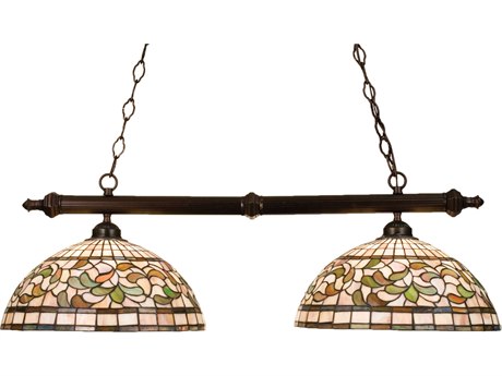 Meyda Tiffany Turning Leaf 2-Light Bronze Dome Geometric Island Pendant