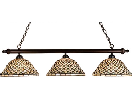 Meyda Diamond & Jewel 3-Light Bronze Tiffany Dome Geometric Island Pendant