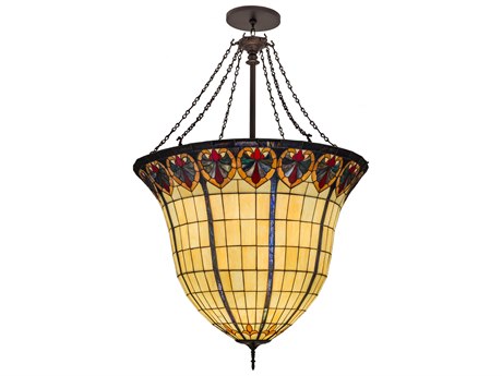 Meyda Nouveau 12-Light Yellow Tiffany Geometric Pendant