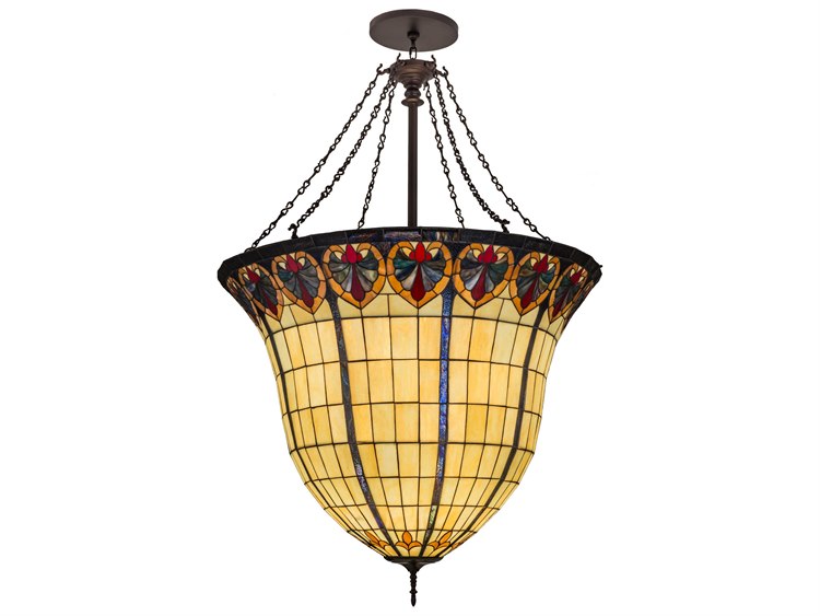 Meyda Nouveau 12-Light Yellow Tiffany Geometric Pendant