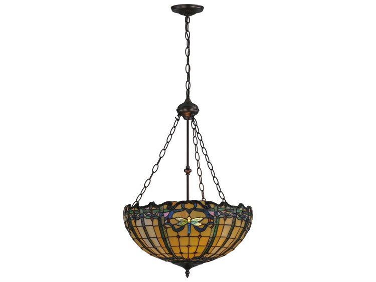 Meyda Tiffany Dragonfly 2-Light Bronze Bowl Pendant