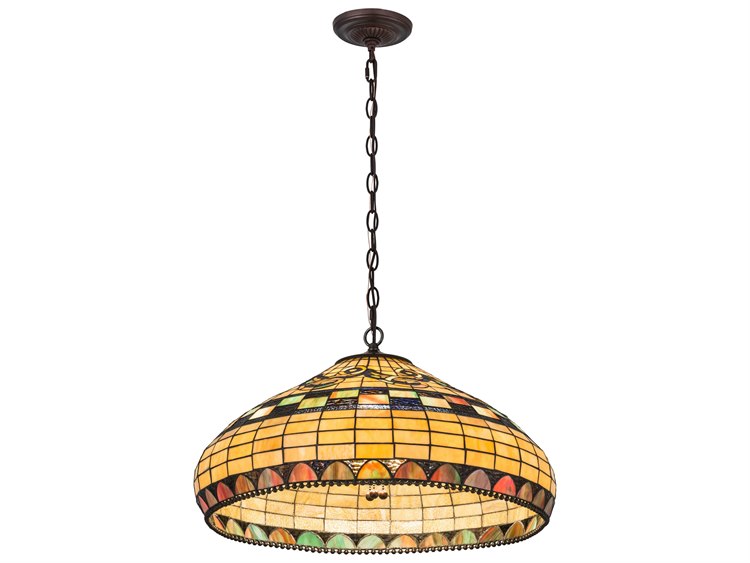 Meyda Tiffany Edwardian 3-Light Bronze Dome Geometric Pendant