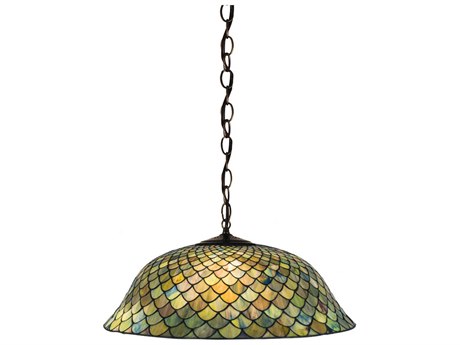 Meyda Tiffany 24" 3-Light Bronze Dome Geometric Pendant