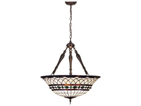 Meyda Tiffany 24" 3-Light Brown Bowl Geometric Pendant