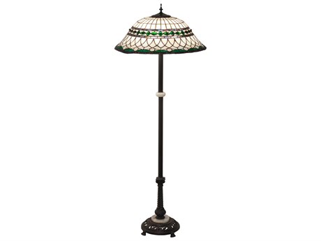 Meyda Tiffany Roman Glass Mahogany Bronze Floor Lamp